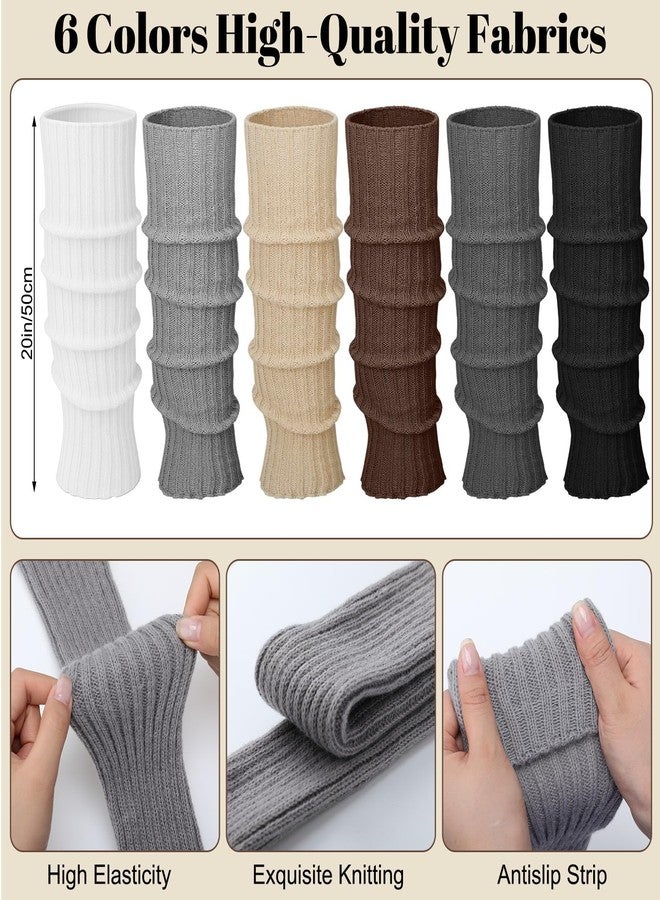 Cotwinter 6 Pairs Leg Warmers for Women with 74 Pcs Golden Junk Socks Charms Kit Y2k 80s 90s Outfit Ankle Warmers DIY Shoe Charms for Sneakers Ribbed Knitted Long Socks for Winter Party Sports Yoga - Image 3